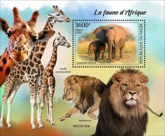 Niger 2023, Animals Of Africa, Giraffe, Elephant, Lion, 4val In BF - Giraffe