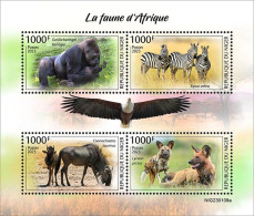 Niger 2023, Animals Of Africa, Gorilla, Zebra, Eagle, 4val In BF - Gorilas