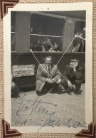 Portrait Souvenir Adieu Quai De Gare Train Bruxelles Amsterdam Photo Snapshot Vers 1940-1950 Dédicace - Automobiles