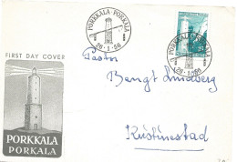 Finland   1956 Return Of Porkola To Finland. Porkkala Lighthouse In Front Of Map Mi 453 FDC - Briefe U. Dokumente