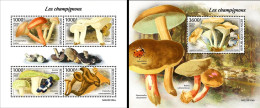 Niger 2023, Mushrooms, Butterfly, 4val In BF+BF - Mushrooms