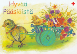 Postal Stationery - Chick Pulling A Stroller - Egg - Flowers - Red Cross 2004 - Suomi Finland - Postage Paid - Ganzsachen