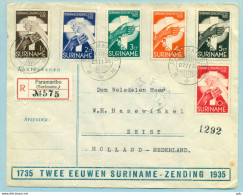 Registered Cover 1935  Paramaribo ( 200 Years) Rare Cover With Complet Seria        (batch Found) - Suriname