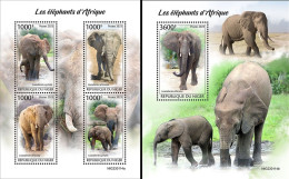 Niger 2023, Animals, Elephant Of Africa, 4val In BF+BF - Elephants