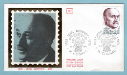 FDC  France 1980 - Personnage Célèbre - Jean Monnet - YT 2096 - 16 Cognac (soie) - 1980-1989