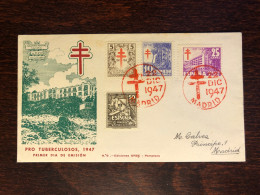 SPAIN FDC COVER 1947 YEAR TUBERCULOSIS TBC HEALTH MEDICINE STAMPS - FDC