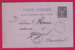 ENTIER SAGE CAD TYPE 18 CHATEAULIN FINISTERE OR PLONNEVEL PORZAY POUR QUIMPER LETTRE - 1877-1920: Période Semi Moderne