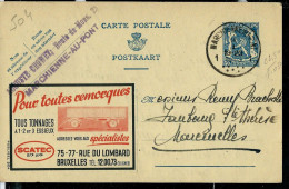 Publibel Obl. N° 504  ( Pour Toutes Remorques SCATEC ) Obl. MARCHIENNE-AU-PONT  09/01/1943 - Werbepostkarten