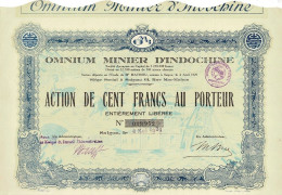 Titre De 1929 - Omnium Minier D'Indochine - Société Anonyme  - Déco - Asie