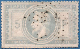 France 1869 5 Fr Cancelled Paris Star 5 - Bd Saint Martin, Thin From Pasting On Clerq's Desk - 1863-1870 Napoléon III. Laure