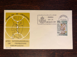 SPAIN FDC COVER 1981 YEAR DISABLED PEOPLE HEALTH MEDICINE STAMPS - FDC