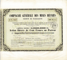 Titre De 1855 -Cie Générale Des Mines Réunies - Sté En Commandite Pour L'Exploitation De MInes En Sardaigne Et Piémont - - Industrial