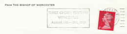 1969 BISHOP Of WORCESTER Cover THREE CHOIRS FESTIVAL SLOGAN  Gb Stamps Religion Church Music - Cartas & Documentos