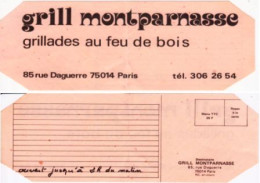 Restaurant Grill Montparnasse  75014 PARIS _CV108 - Visiting Cards