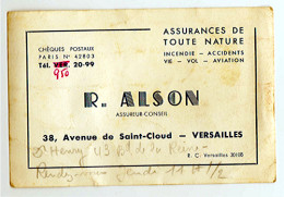 R.ALSON Assureur Conseil à VERSAILLES _cv85 - Cartes De Visite