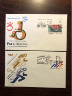 SPAIN FDC COVER 1992 YEAR PARALYMPIC DISABLED SPORTS HEALTH MEDICINE STAMPS - FDC