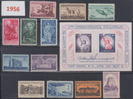 USA 1956 Full Year Commemorative MNH Stamps Set With 12 Stamps And Block - Années Complètes