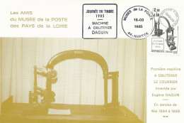 Carte Avec Cachet Commémoratif Daguin - Journée Du Timbre 1985 - Nantes - 18/03/1985 - Gedenkstempels