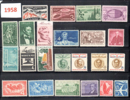 USA 1958 Full Year Commemorative MNH Stamps Set 23 Stamps With Airmail - Full Years