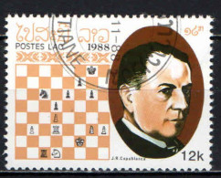 LAOS - 1988 - CAPABLANCA - CAMPIONE DI SCACCHI - USATO - Laos