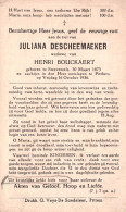 Juliana Descheemaeker (1873-1936) - Devotieprenten