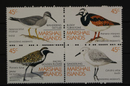 Marshall-Inseln, Vögel, MiNr. 222-225 Viererblock, Postfrisch - Marshalleilanden