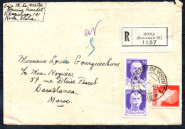 Lettre Recommandée De ROME ITALIE Pour CASABLANCA MAROC Année 1940 - Poststempel