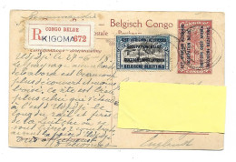 Congo Belge;  Kigoma -Est Africain Allemand; Occupation Belge, Timbre Et Entier Postal - 1918 - Recommandé - Entiers Postaux