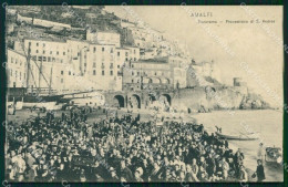 Salerno Amalfi Processione Sant'Andrea Spiaggia Barche Cartolina MX1370 - Salerno