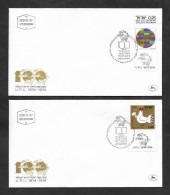 SE)1974 ISRAEL 2 FIRST DAY COVERS, CENTENARY OF THE UNIVERSAL POSTAL UNION UPU, GLOBE & MESSENGER HEN, XF - Andere & Zonder Classificatie