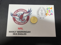 29-3-2024 (4 Y 23) Australian New $ 1.00 Coin (NRL Manly Sea Eagles) Released 28-3-2024 (1 X Coin On Cover) - Dollar
