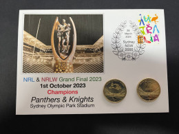 29-3-2024 (4 Y 23) Australian New $ 1.00 Coin (NRL Panthers & Knights) Released 28-3-2024 (2 X Coin On Cover) - Dollar