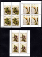 GUYANA - 1987 SANDERS REICHENBACHIA ORCHID FLOWERS 21st ISSUE SET OF 3 IN SHEETLET OF 4 FINE MNH ** SG 2180-2182 X 4 - Guyane (1966-...)