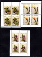 GUYANA - 1987 REICHENBACHIA ORCHID FLOWERS 21st ISSUE COMPLETE SET (3V) IN SHEETLET OF 4 FINE MNH ** SG 2180-2182 X 4 - Guyane (1966-...)