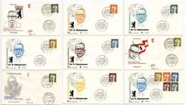 Germany, Berlin 1970-71 9 FDCs Scott 9N284/9N296 President Gustav Heinemann - 1971-1980