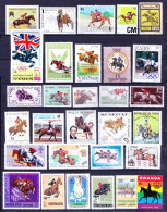 36 Different Countries MNH Horse Riding, Equestrianism, Sports, Olympics Stamps - Ippica