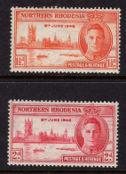 NORTHERN RHODESIA - 1946 VICTORY SET (2V) FINE MOUNTED MINT MM * SG 46-47 - Rhodesia Del Nord (...-1963)