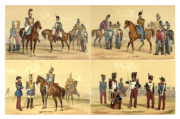 LOT DE 12 CARTES COSTUME DE MILITAIRE FRANÇAIS 1860 REIMPRESSION DE CARTES ANCIENNES COLLECTION E.B.1970 - Uniforms