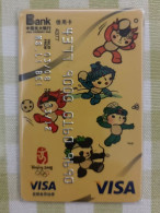 China Everbright Bank VISA Credit Card, 2008 Olympics, Mascots Table Tennis,football, Badminton Etcs, Mint Expired - Unclassified