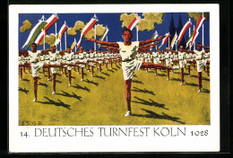 AK Köln, Deutsches Turnfest 1928, Turner-Formation Bei Freiübungen Im Stadion, Flaggen  - Sonstige & Ohne Zuordnung