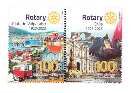 #2639 CHILE 2023 VALPARAISO ROTARY CLUB CENTENARY PAIR YV 2194-5 MNH - Stamps On Stamps