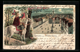 Lithographie Wittenberg, Panorama Vom Stadtturm Aus, Behüt` Dich Gott!  - Wittenberg