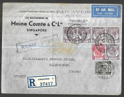 Singapour Lettre Recommandée Dur 1937  Pour  Les Usines PEUGEOT  à Valentigney Dans Le Doubs - Singapore