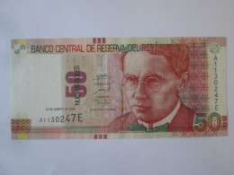 Rare Year! Peru 50 Nuevos Soles 2009 AUNC Banknote See Pictures - Perù