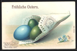 Lithographie Fröhliche Ostern, Dies Symbol Zur Osterzeit..., Bunte Eier  - Pasqua