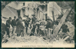 Messina Città Soldati Durante Salvataggio Terremoto Bersaglieri Cartolina MX0850 - Messina