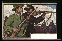 Künstler-AK München, XV. Dt. Bundesschiessen 1906, Schützen Beim Schiessen  - Hunting