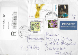 MANNHEIM ALLEMAGNE 2014, LETTRE POUR LA FRANCE ( VIGNETTE, COUPE DU MONDE DE FOOTBALL, FLEURS, EMIL WIECHERT ) A VOIR - Covers & Documents