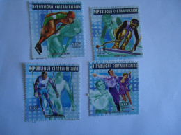 CENTRAL AFRICAN  MNH 4 STAMPS  2000 SPORTS  SKIERS SKIING - Sci