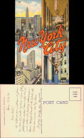 Postcard New York City 4 Bild Straßen Skyscraper 1950 - Sonstige & Ohne Zuordnung